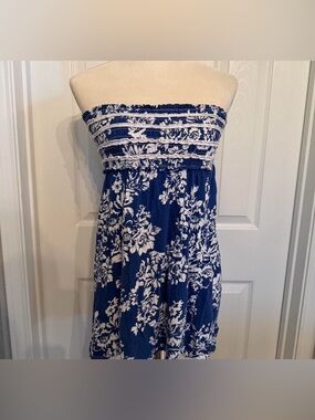 Derek Heart Navy and White Floral Strapless Top/Sundress